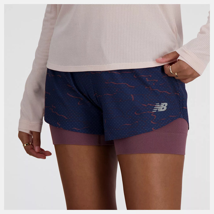 New Balance RC Printed 2-in-1 Short 3" - Femme